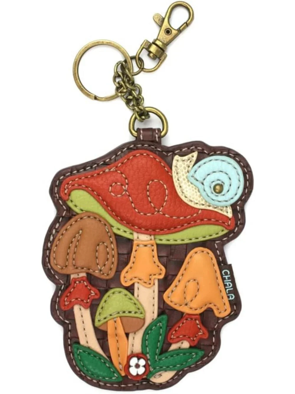 Decorative Key Fob & Coin Purse Accessory - Plant Life Design, Brown Mushrooms